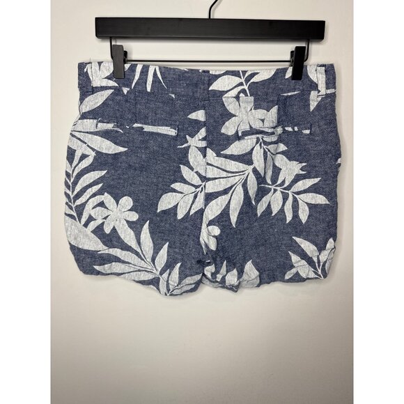 Old Navy Shorts Womens Everyday Short Linen Blend Floral Preppy Blue Size 10 M - Picture 4 of 13